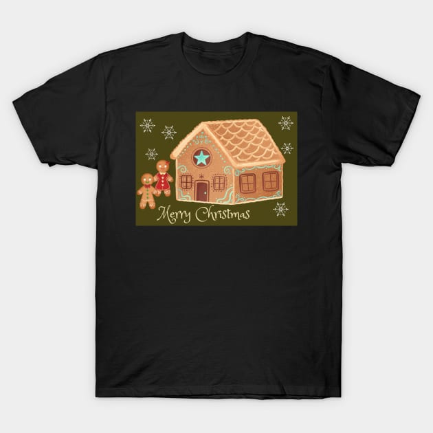 Merry Christmas gingerbread house T-Shirt by LukjanovArt